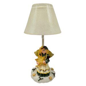 Angel Table Lamp Figurine By Crazy Mountain With Glittered Shade Festive Design